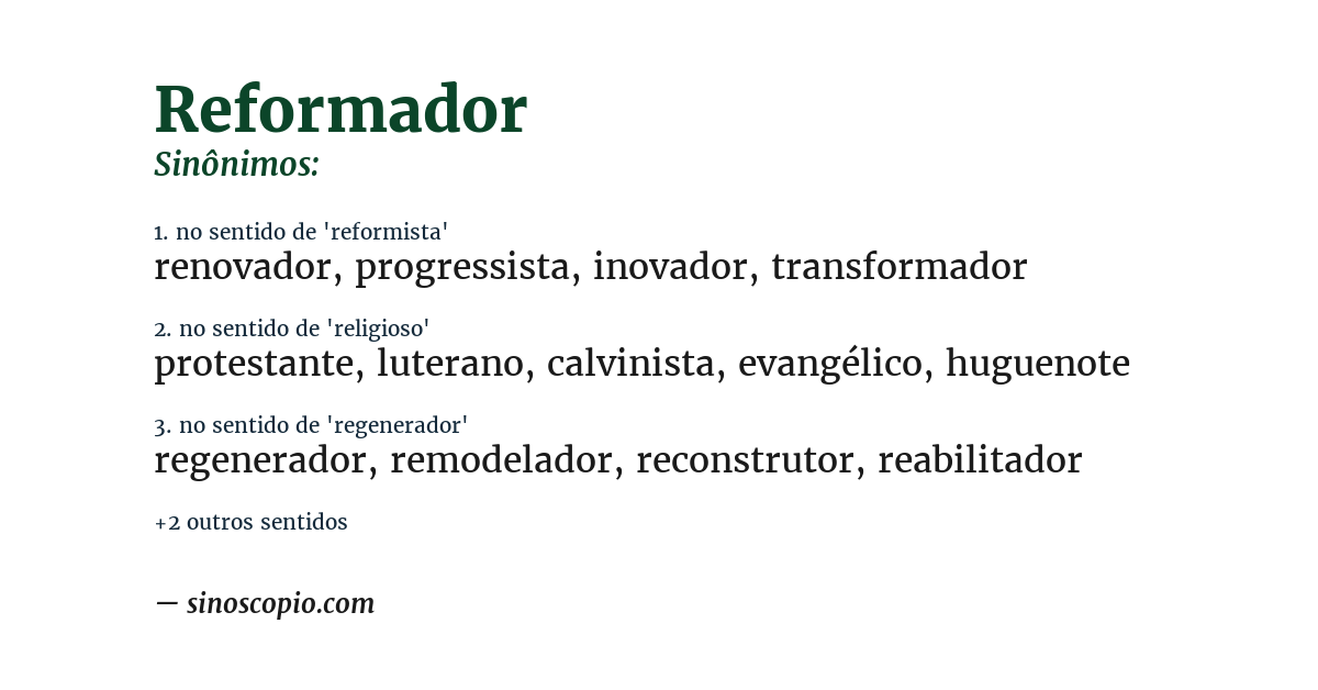 Sinônimo de reformador