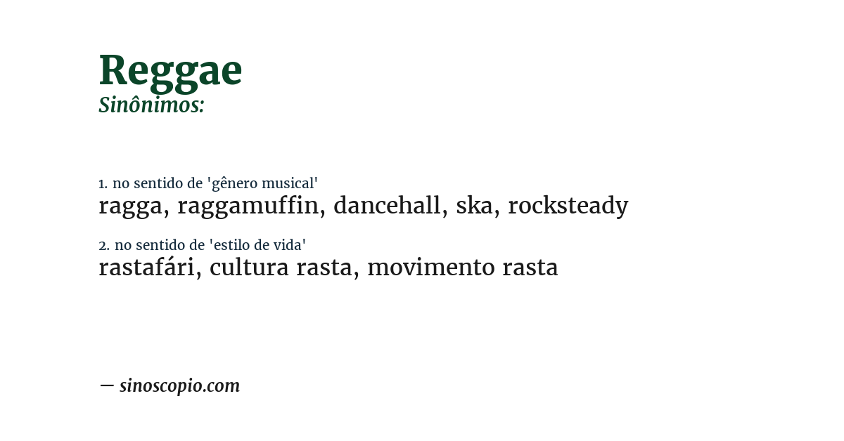 Sinônimo de reggae