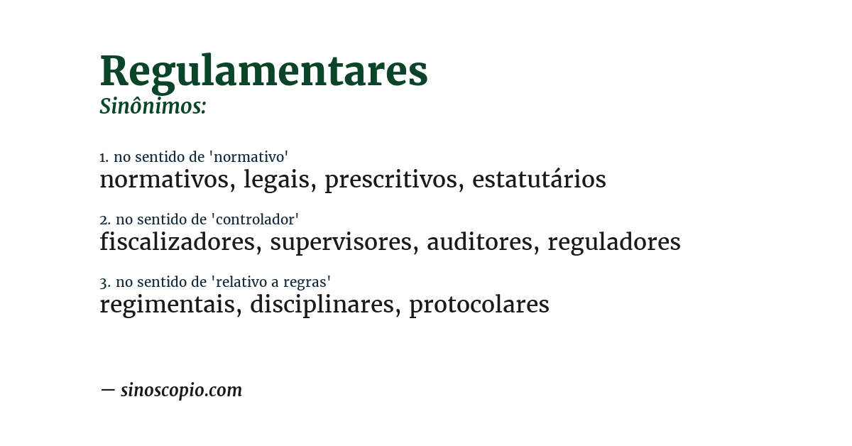 Sinônimo de regulamentares