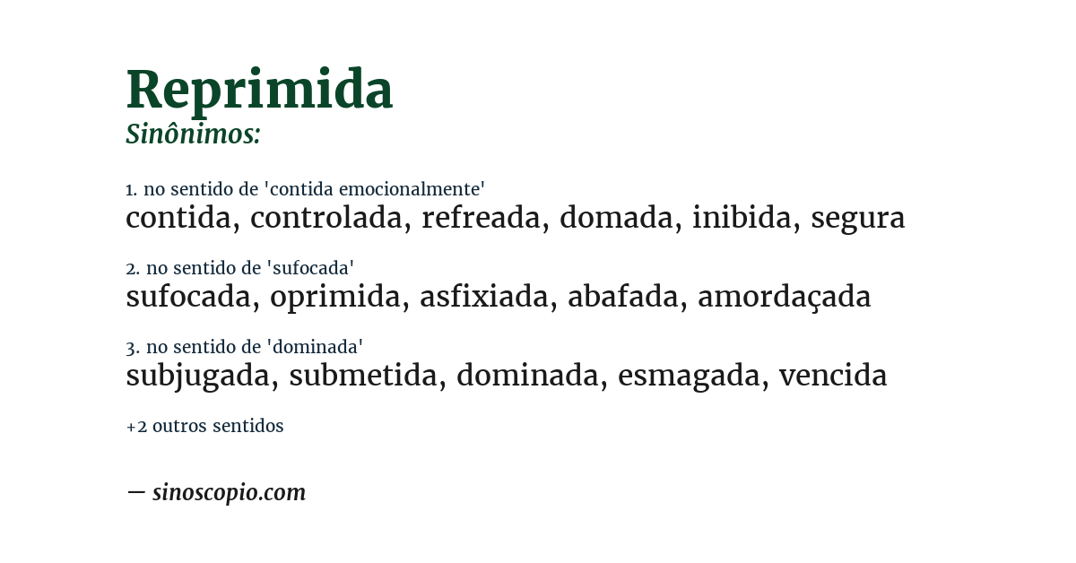 Sinônimo de reprimida