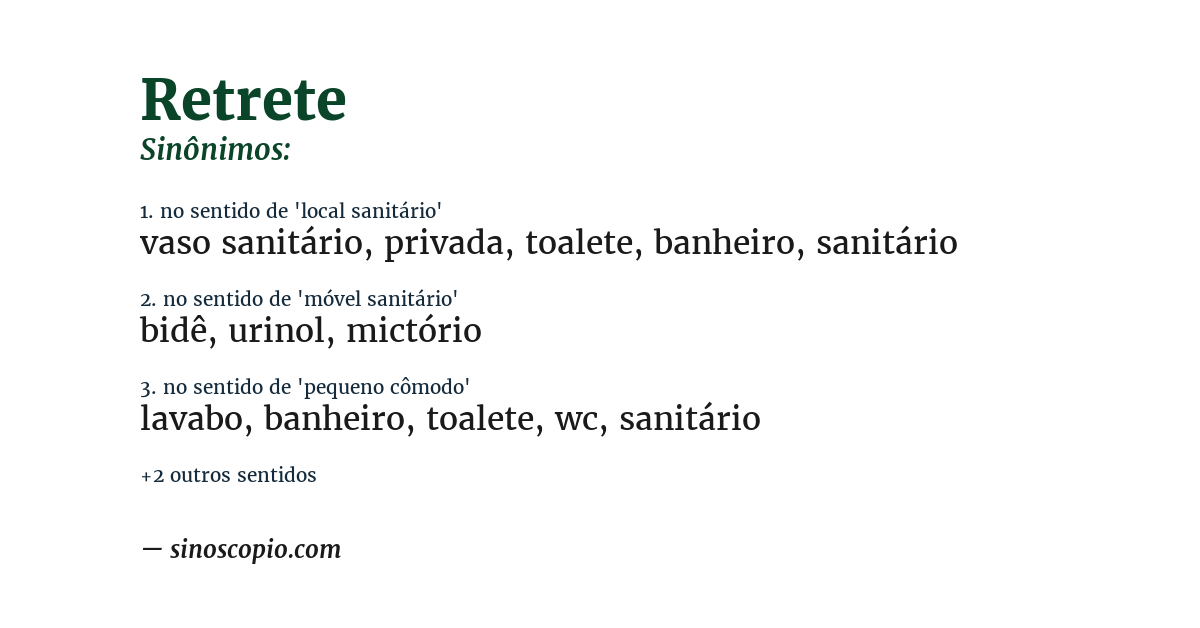 Sinônimo de retrete