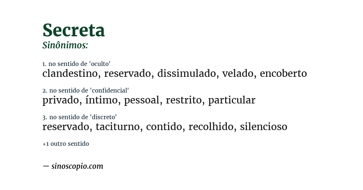 Sinônimo de secreta
