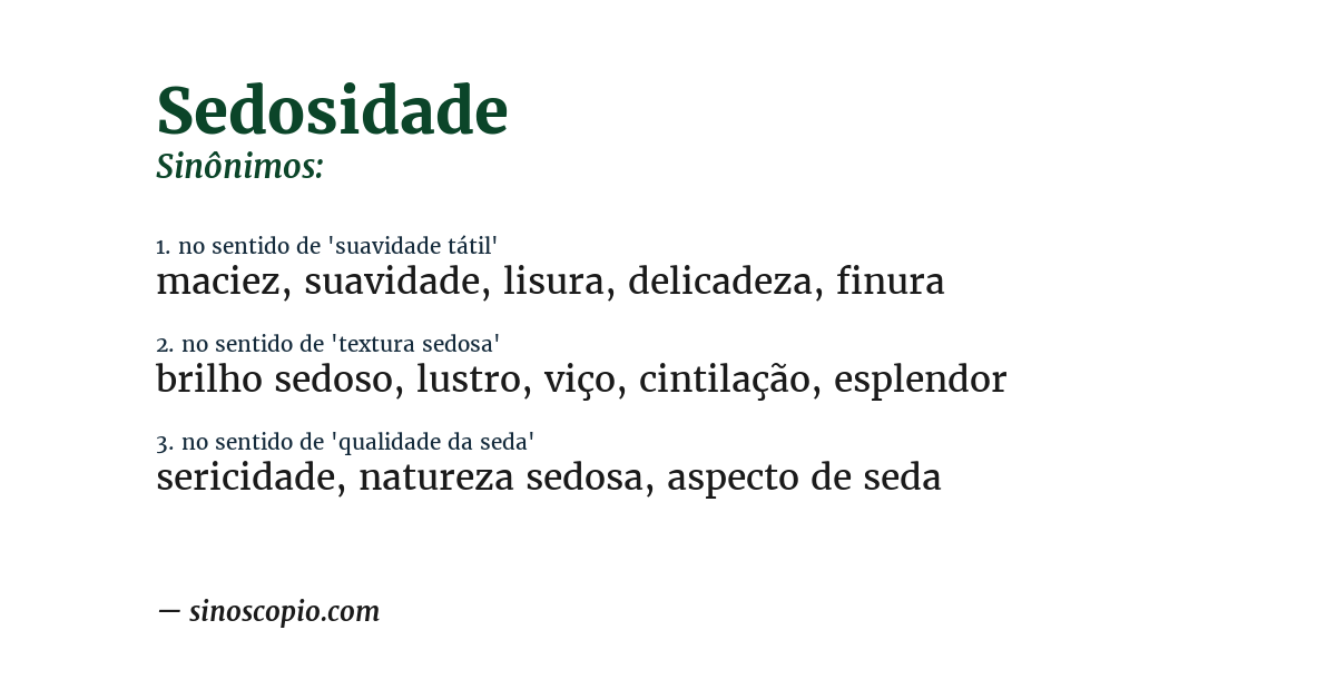 Sinônimo de sedosidade