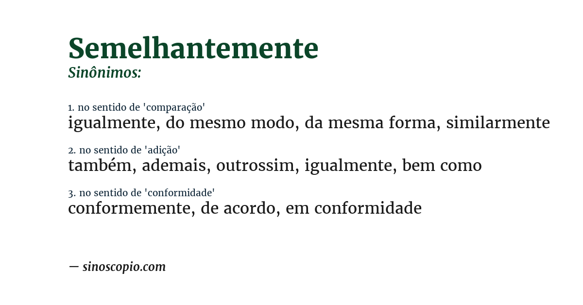 Sinônimo de semelhantemente
