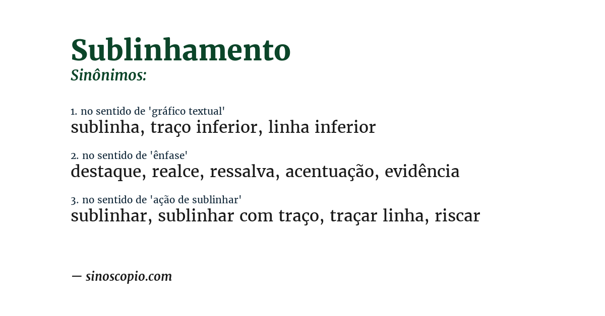 Sinônimo de sublinhamento
