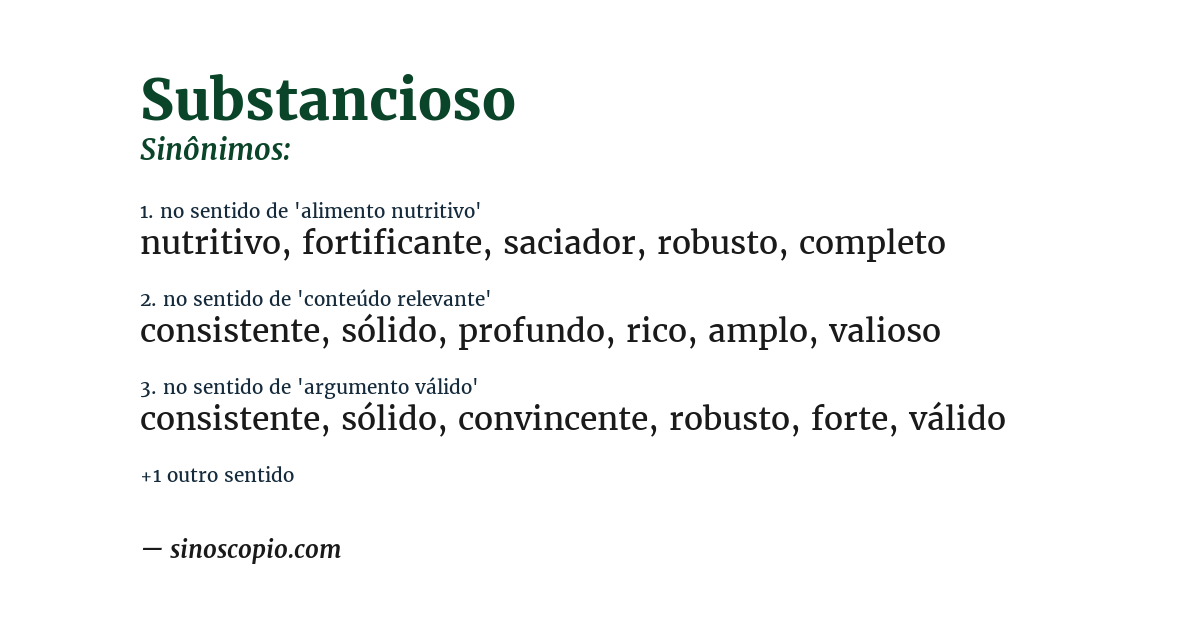 Sinônimo de substancioso