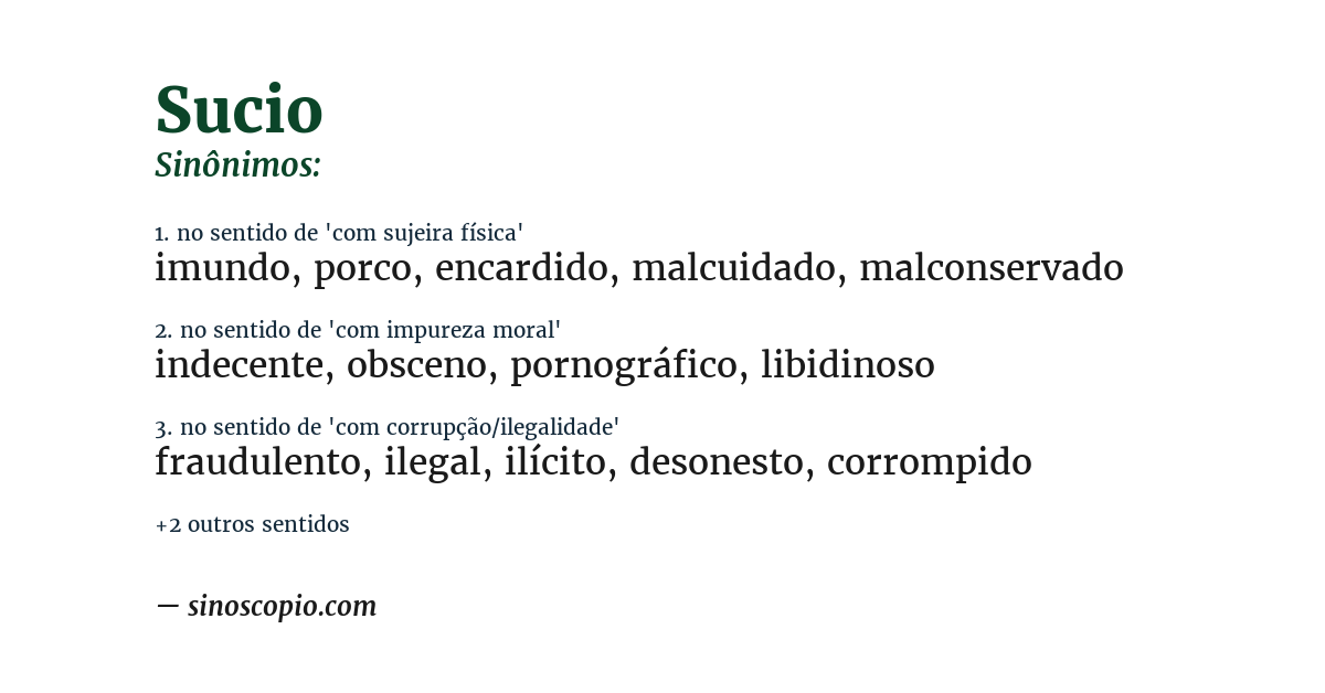 Sinônimo de sucio