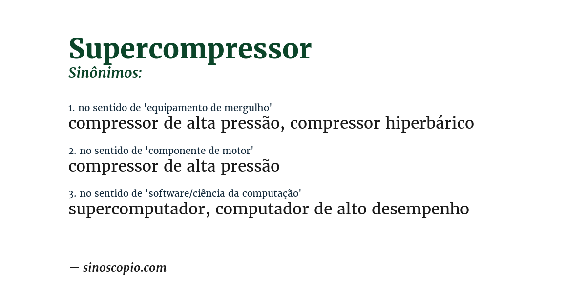Sinônimo de supercompressor