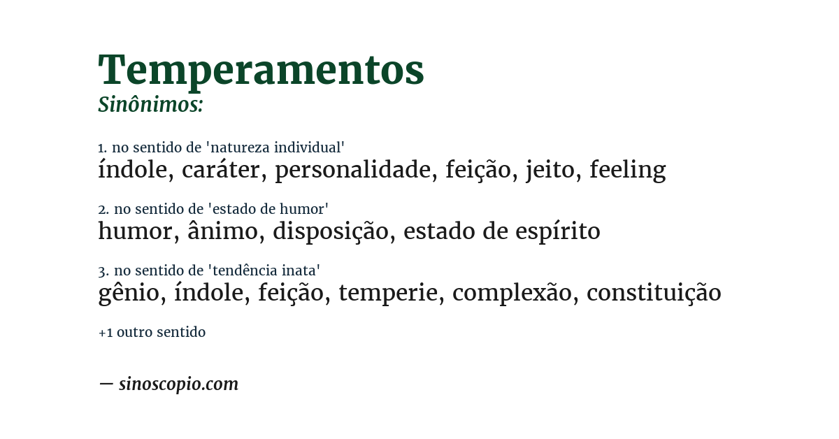 Sinônimo de temperamentos