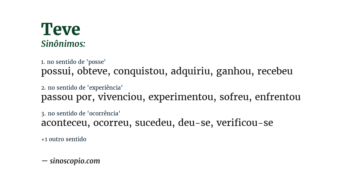 Sinônimo de teve