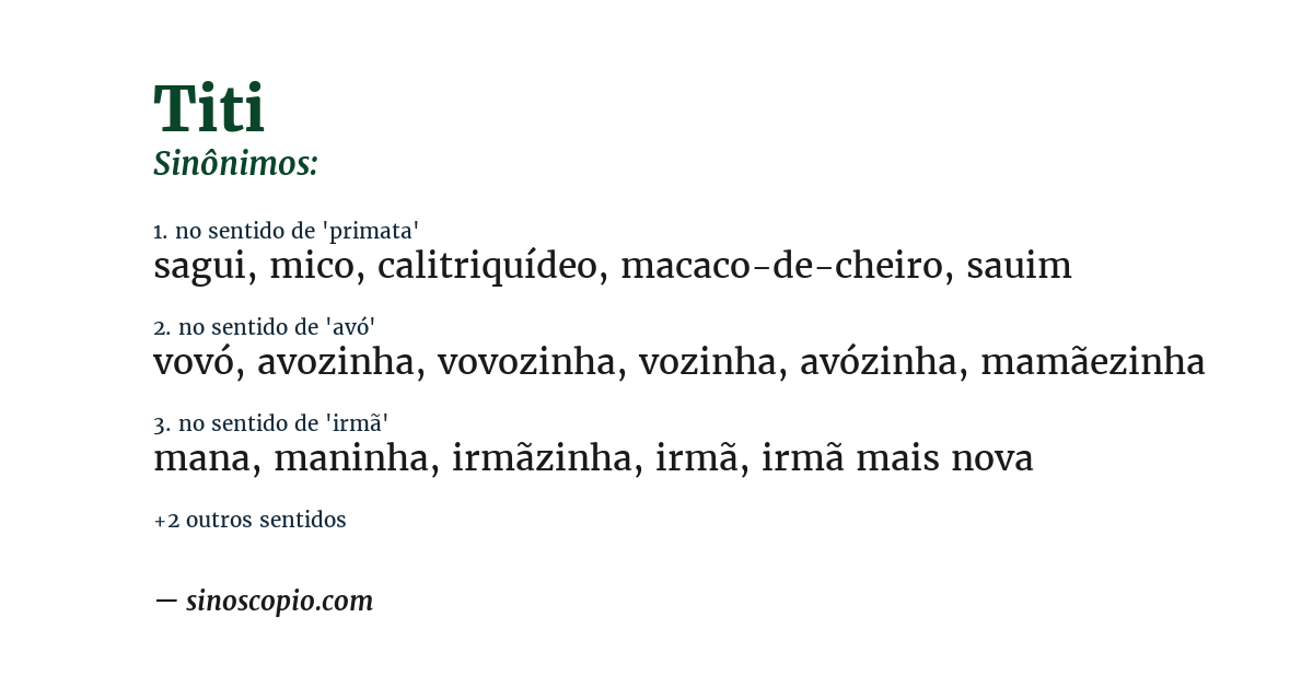 Sinônimo de titi