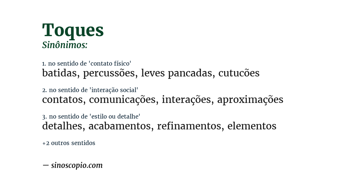 Sinônimo de toques