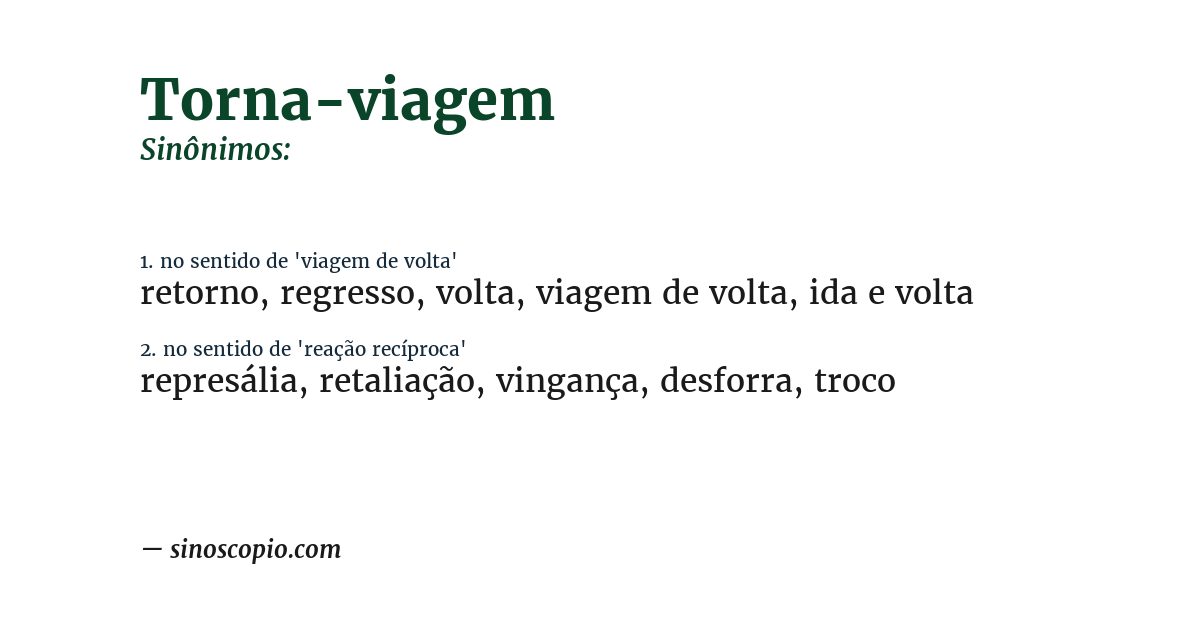 Sinônimo de torna-viagem