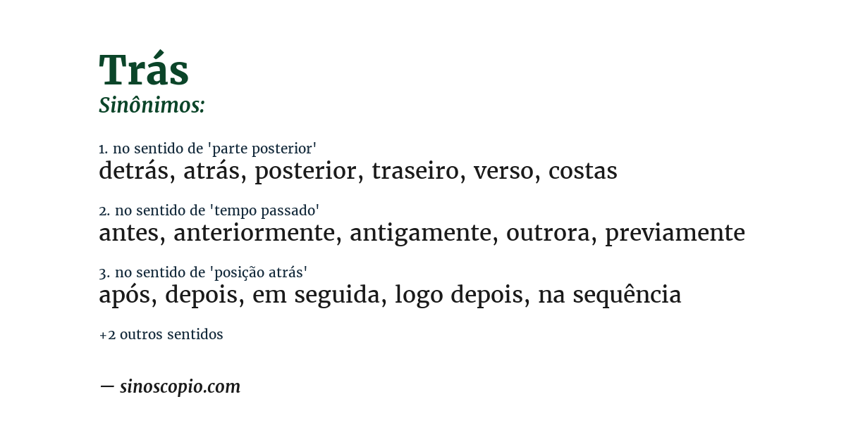 Sinônimo de trás