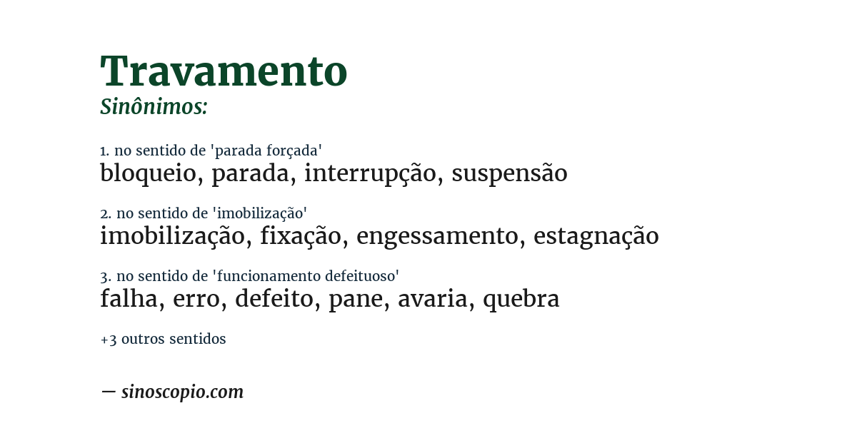 Sinônimo de travamento