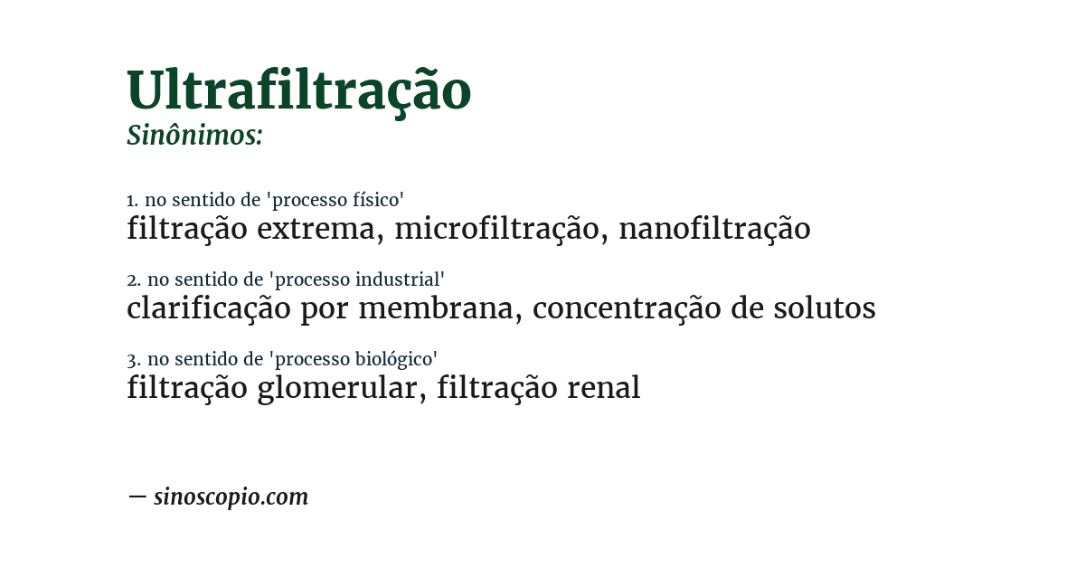 Sinônimo de ultrafiltração