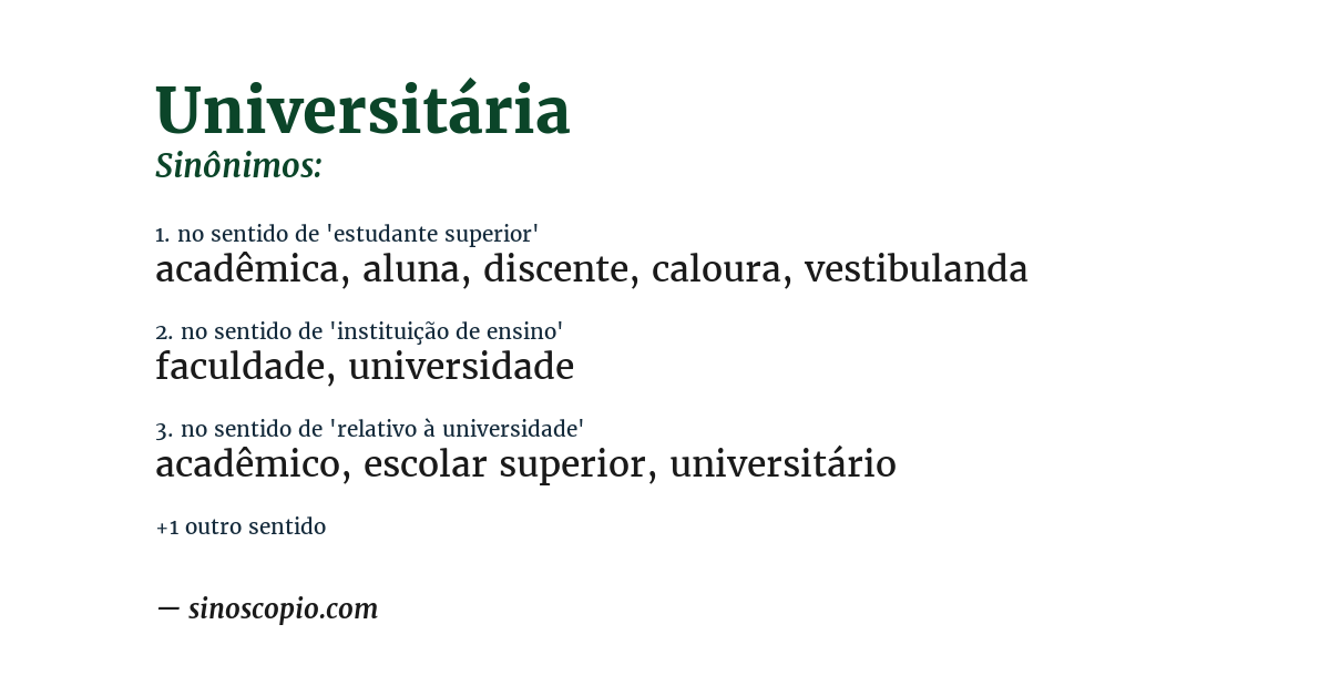 Sinônimo de universitária