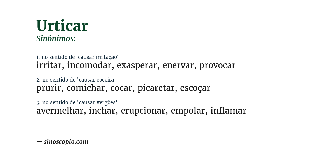 Sinônimo de urticar