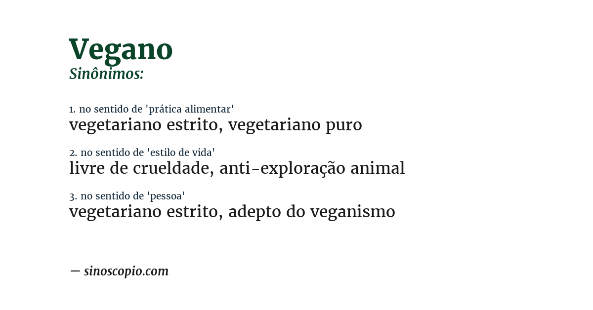 Sinônimo de vegano