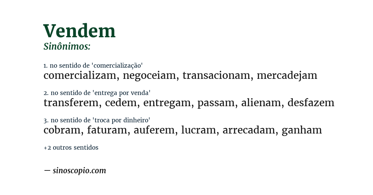 Sinônimo de vendem