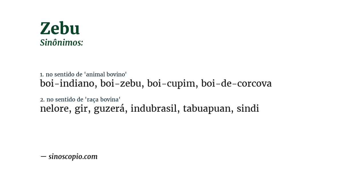 Sinônimo de zebu