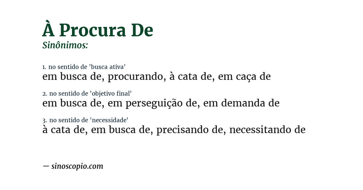 Sinônimo de à procura de