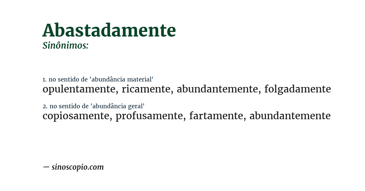 Sinônimo de abastadamente