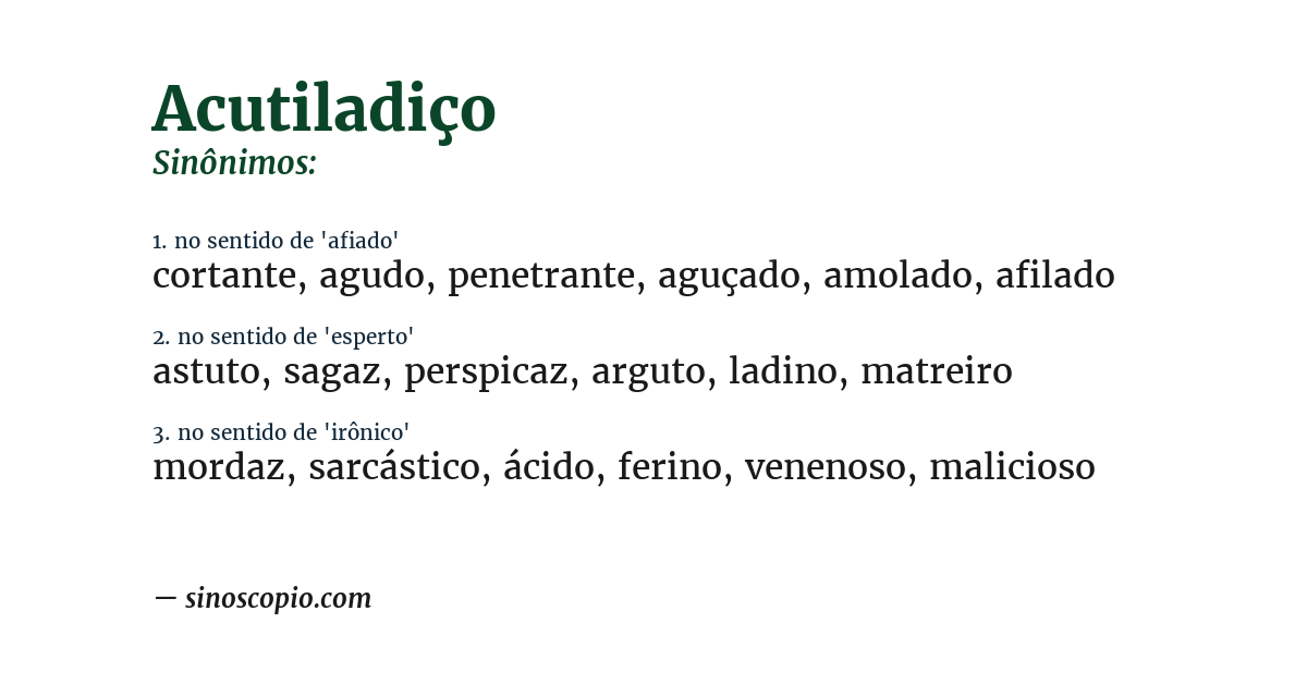Sinônimo de acutiladiço