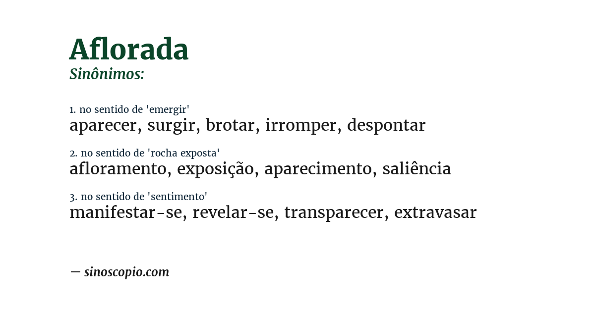 Sinônimo de aflorada