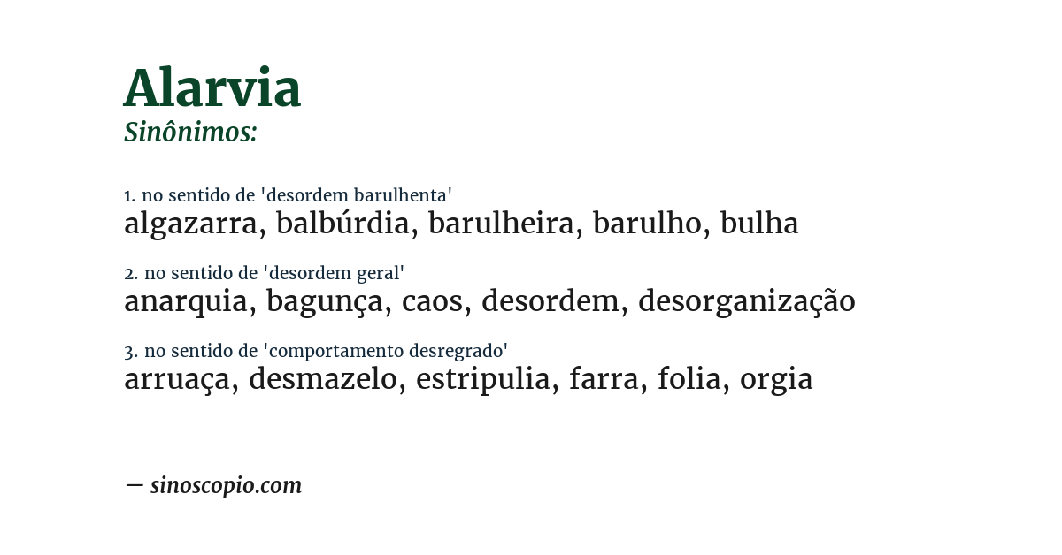 Sinônimo de alarvia