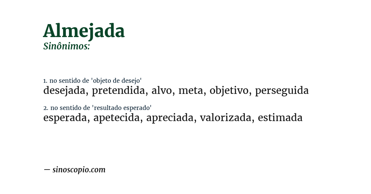Sinônimo de almejada