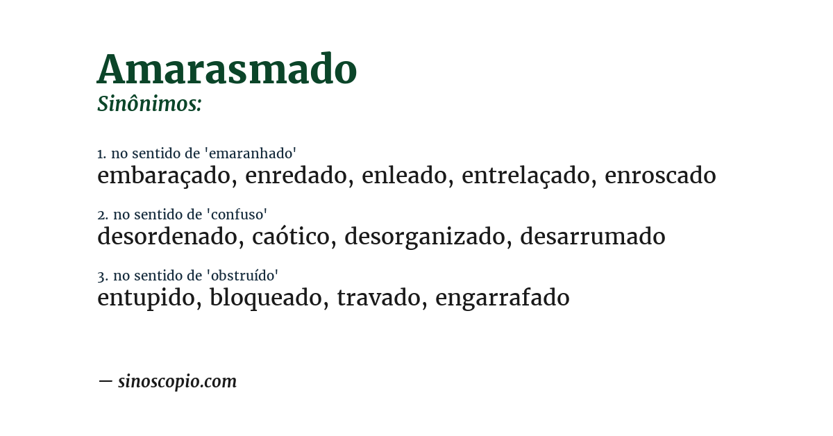 Sinônimo de amarasmado