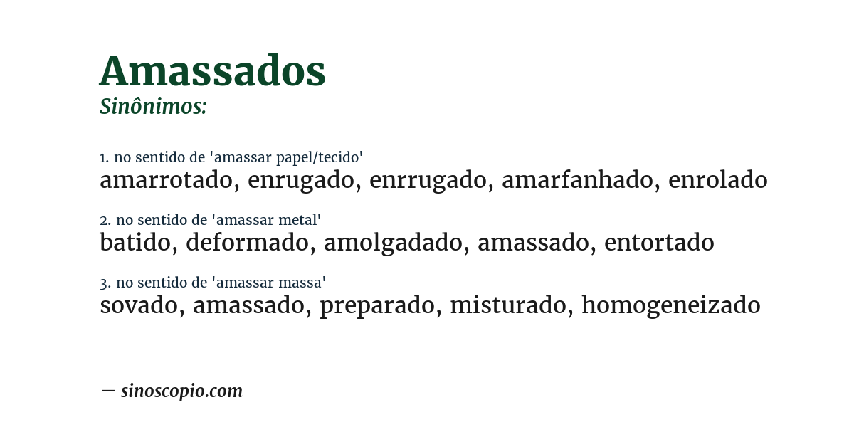 Sinônimo de amassados