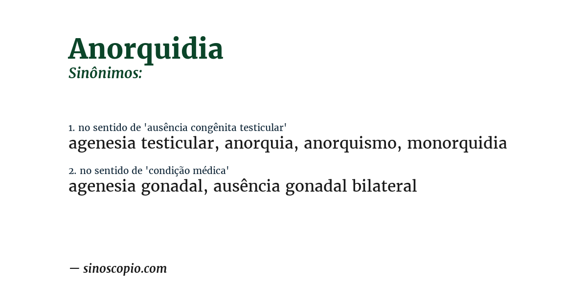 Sinônimo de anorquidia