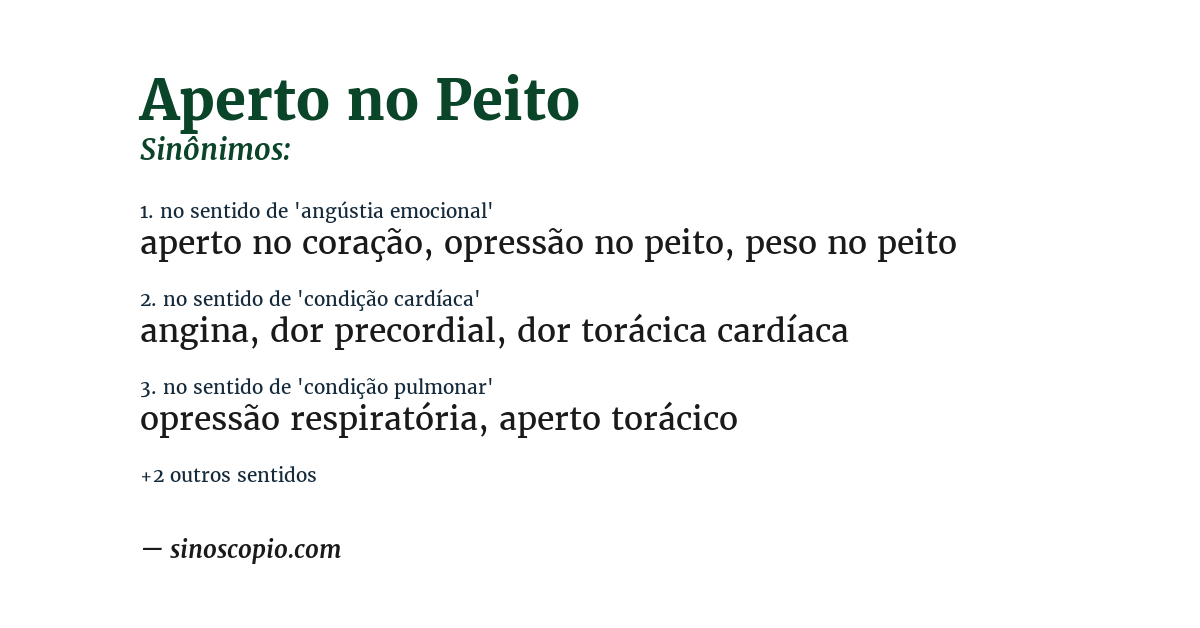 Sinônimo de aperto no peito