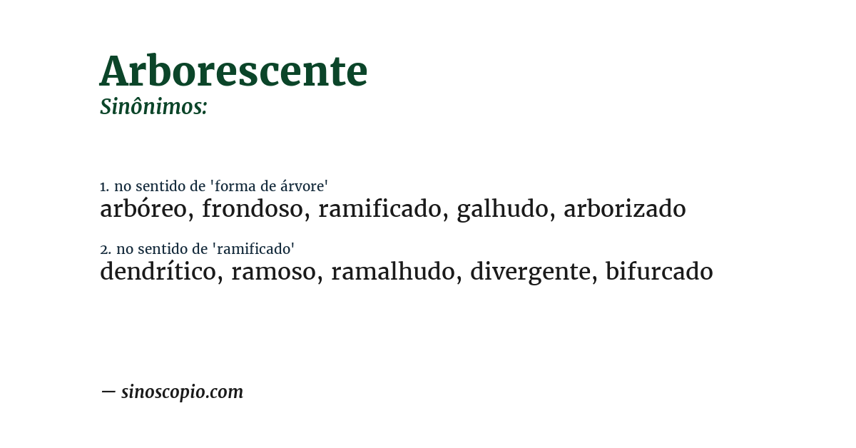 Sinônimo de arborescente