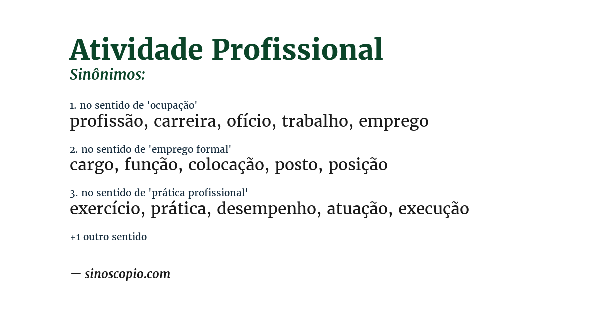 Sinônimo de atividade profissional