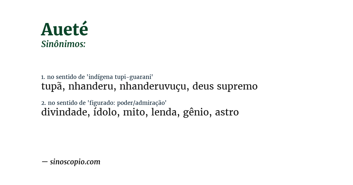 Sinônimo de aueté