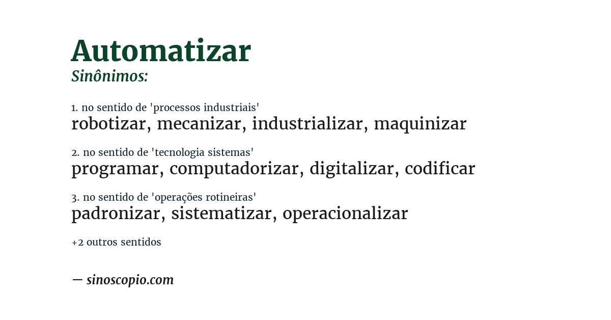 Sinônimo de automatizar