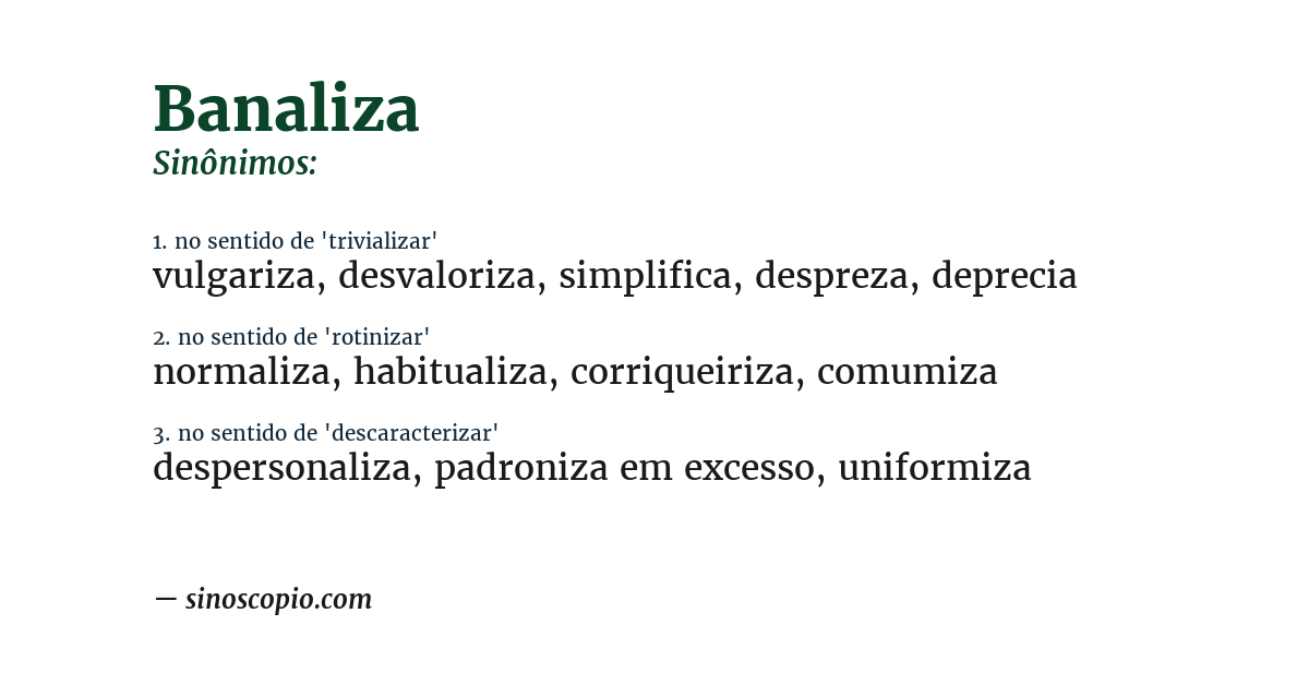 Sinônimo de banaliza