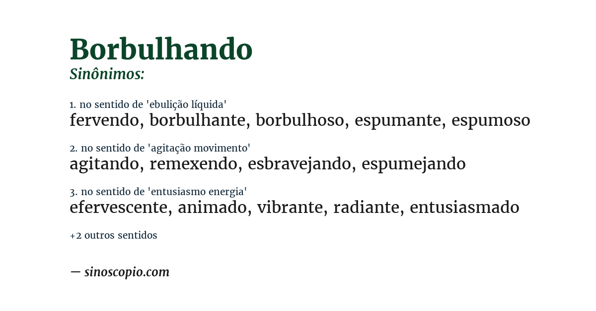 Sinônimo de borbulhando