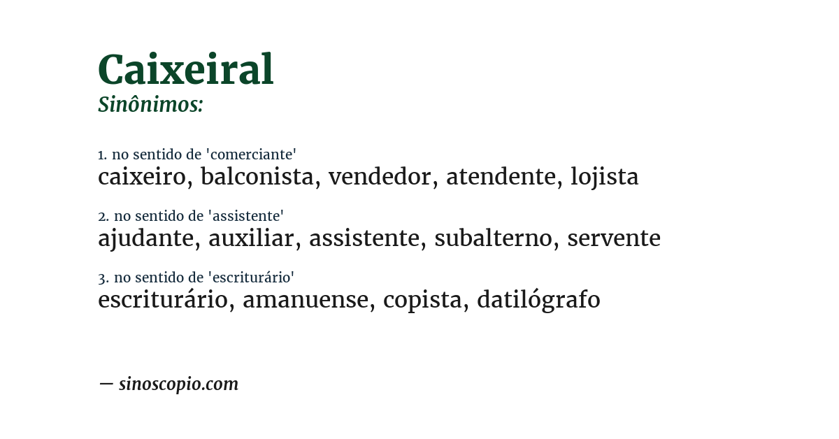 Sinônimo de caixeiral