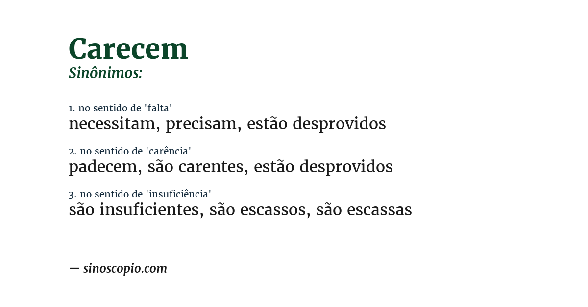 Sinônimo de carecem