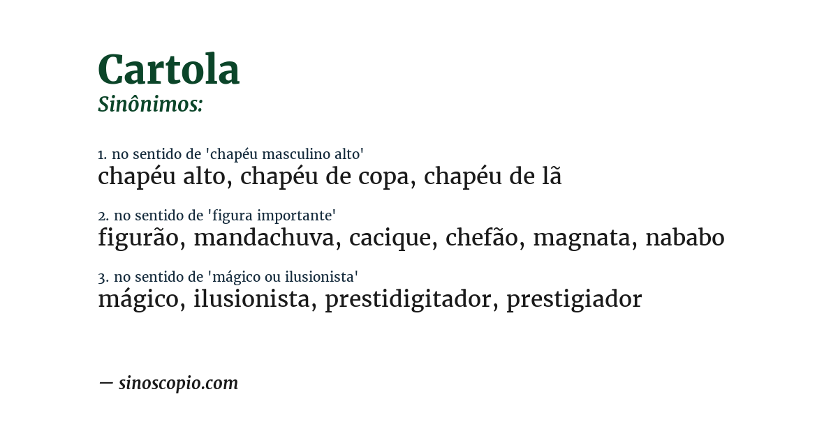 Sinônimo de cartola