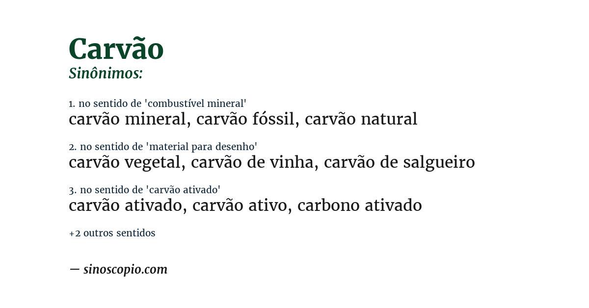 Sinônimo de carvão