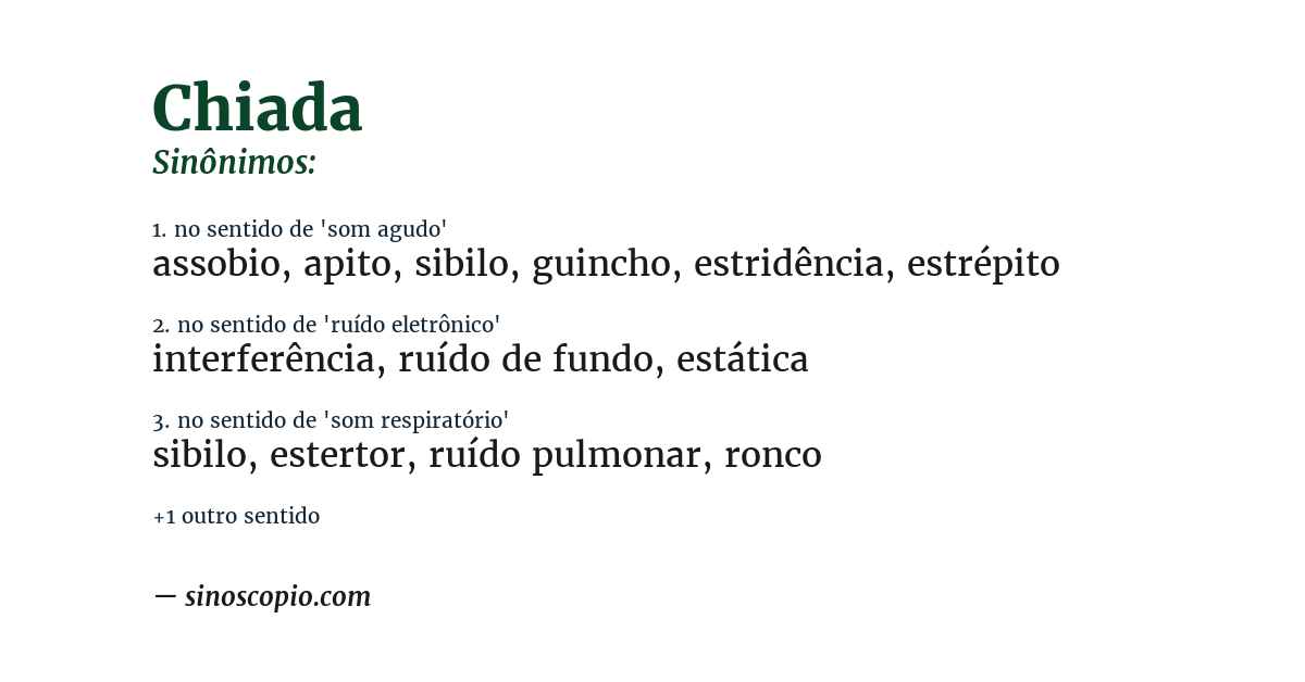 Sinônimo de chiada