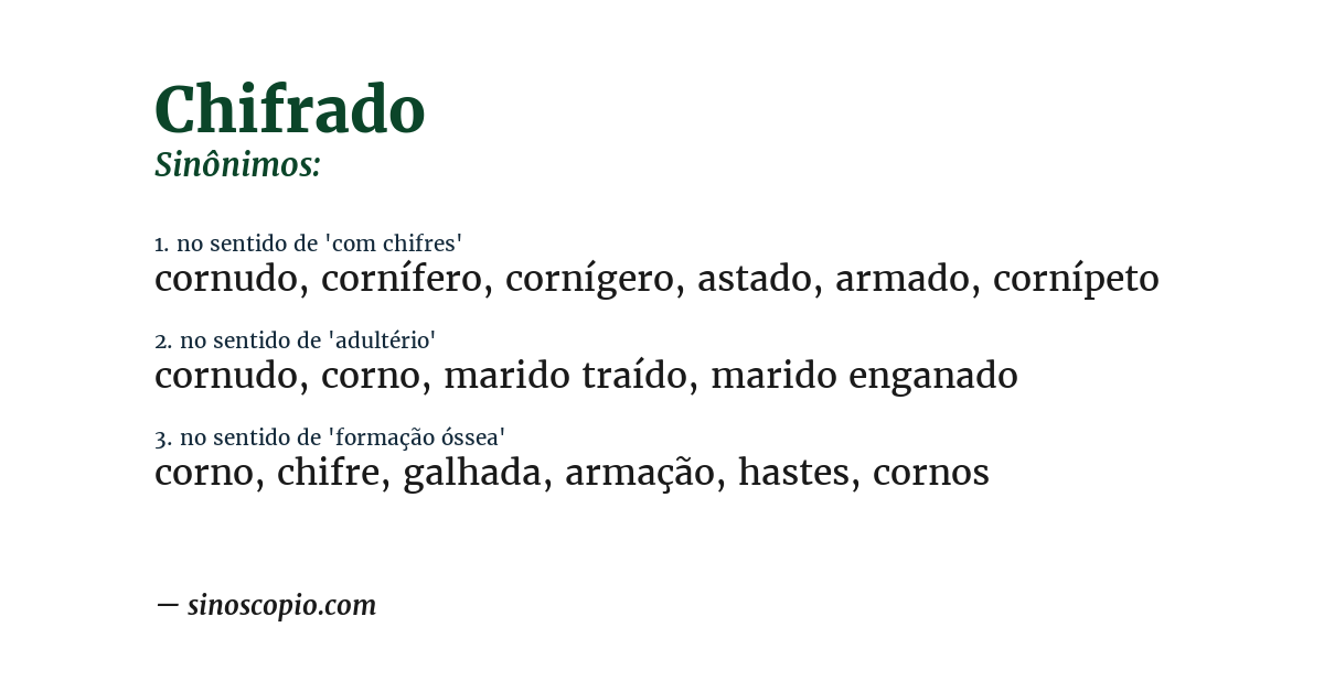 Sinônimo de chifrado