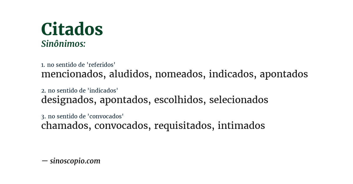 Sinônimo de citados
