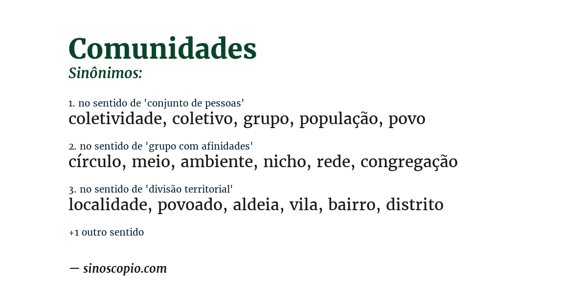 Sinônimo de comunidades