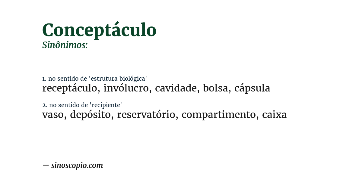 Sinônimo de conceptáculo